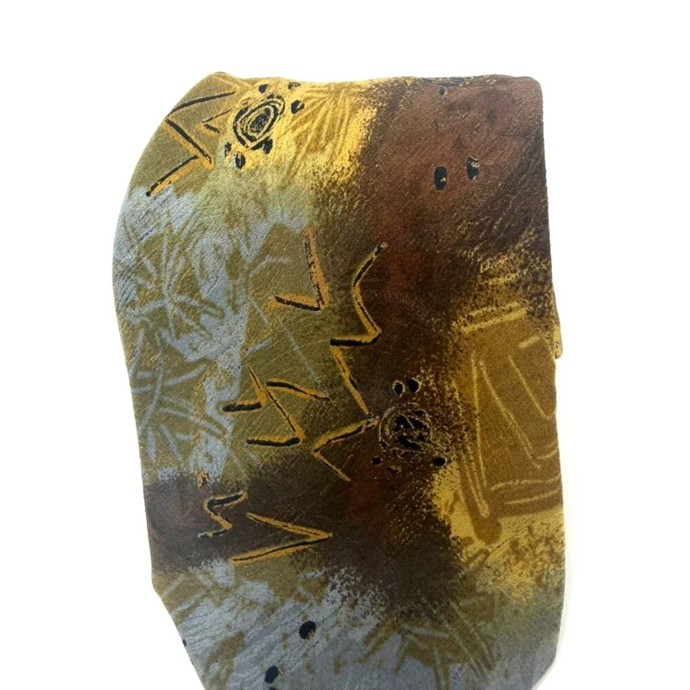 Vintage Vismara Milano 1880 Silk Tie Made in Italy Abstract Artistic Print Earth
